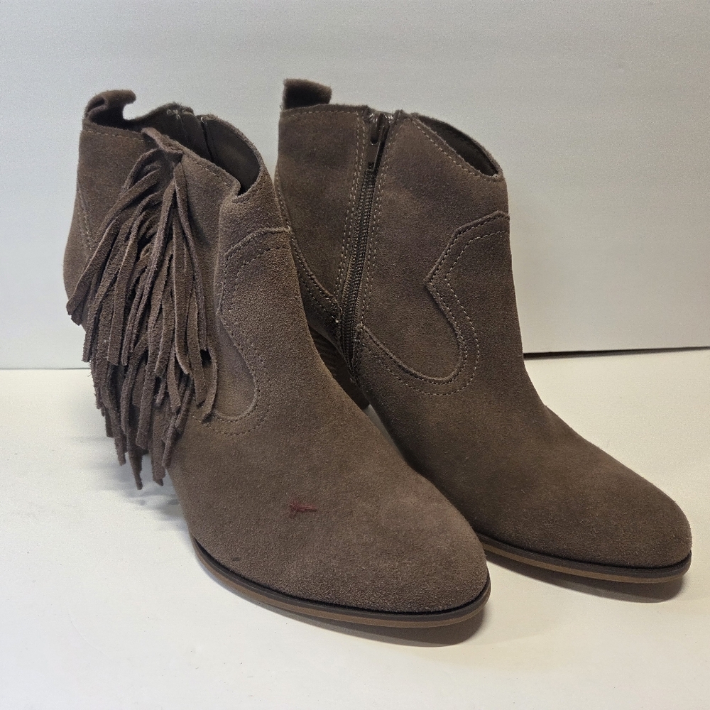 Steve Madden Ohio Womens Ankle Booties Size 10M Fringe Western Boots Taupe Brown